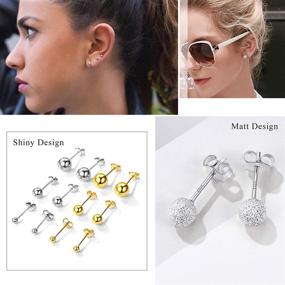 img 3 attached to 💎 Hypoallergenic 925 Sterling Silver Stud Earrings: Cartilage Earring Studs, Sensitive Ears, Gift Box Included