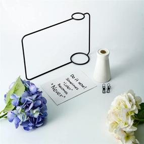 img 2 attached to 🖼️ ZHUOVERCI Minimalist Design Metal Photo Frame & Clip Display Stand with Hydroponic Vase & Artificial Flower - Ivory White | Home Décor for Desk or Room