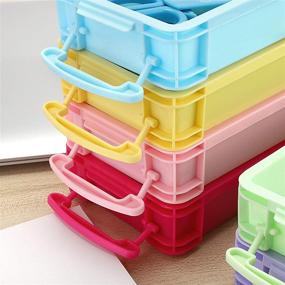 img 1 attached to 🖍️ BTSKY 6-Color Large Capacity Pencil Box: Stackable Colorful Storage Organizer for Office Supplies, Brushes, Watercolor Pens, and Drawing Tools