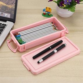 img 2 attached to 🖍️ BTSKY 6-Color Large Capacity Pencil Box: Stackable Colorful Storage Organizer for Office Supplies, Brushes, Watercolor Pens, and Drawing Tools