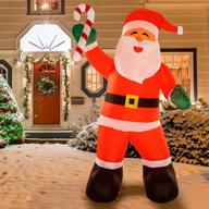 🎅 hollo star 8ft christmas inflatable yard decor - led lighted santa claus, outdoor & indoor holiday decorations for home lawn - blow up sugar santa logo