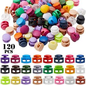 img 4 attached to 🌈 Colorful Double Hole Cord Locks: 120-pcs for Shoelaces, Backpacks, and Camping Supplies!