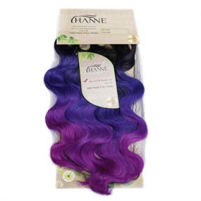 img 1 attached to 💇 Vibrant Ombre Color Hair Extensions 18", 20", 22" - Black, Blue, Purple | Heat Resistant Synthetic Fiber