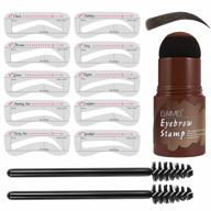 eyebrow stamp shaping kit: long-lasting brow definer powder stamp with 10 reusable stencils and waterproof brushes - brown logo