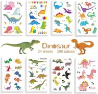 🦖 jatidne dinosaur temporary tattoos for kids boys birthday party - pack of 24 sheets, 300 waterproof dinosaur tattoo stickers - great children party favors and dinosaur party supplies логотип