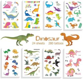 img 4 attached to 🦖 Jatidne Dinosaur Temporary Tattoos for Kids Boys Birthday Party - Pack of 24 Sheets, 300 Waterproof Dinosaur Tattoo Stickers - Great Children Party Favors and Dinosaur Party Supplies