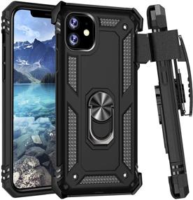 img 4 attached to 📱 iPhone 12 Case: Military-Grade Heavy Duty Phone Case with Belt Clip Holster | Kickstand Function, Magnetic Car Mount Compatible | Shockproof Cover for iPhone 12 Pro (Black)