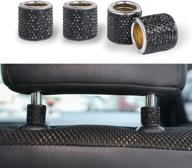 💎 justtop 4-pack car seat headrest decoration collars - rhinestone bling crystal diamond car interior accessories ring (black) logo