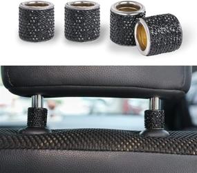 img 4 attached to 💎 JUSTTOP 4-Pack Car Seat Headrest Decoration Collars - Rhinestone Bling Crystal Diamond Car Interior Accessories Ring (Black)