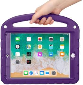 img 1 attached to ✨ HDE Purple iPad Cover for Kids 9.7" 2018/2017 - Childproof Case with Strap, Built-in Screen Protector, Holder, Handle & Stand - Compatible with iPad 5th Gen (2017) & iPad 6th Gen (2018)