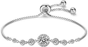 img 4 attached to FILOBOKO Women Girls Adjustable Sliding Bead Clasp Sparkly Flower Bracelet - Silver & Gold Plated with AAA Cubic Zirconia - perfect for Wife, Mother, and Girlfriend
