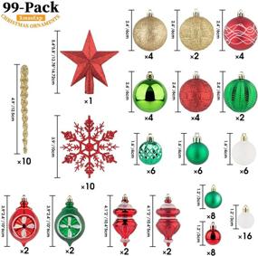 img 2 attached to 🎄 99-Pack Assorted Shatterproof Christmas Ball Ornaments Set - XmasExp Green-Gold Decorations for Xmas Tree - Reusable Hand-held Gift Package Included
