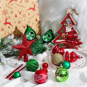 img 1 attached to 🎄 99-Pack Assorted Shatterproof Christmas Ball Ornaments Set - XmasExp Green-Gold Decorations for Xmas Tree - Reusable Hand-held Gift Package Included