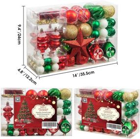 img 3 attached to 🎄 99-Pack Assorted Shatterproof Christmas Ball Ornaments Set - XmasExp Green-Gold Decorations for Xmas Tree - Reusable Hand-held Gift Package Included