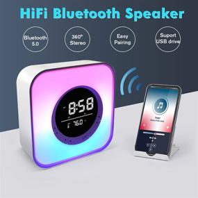 img 2 attached to 🔊 All-In-One Bluetooth Speaker with Alarm Clock, LED Night Light, Temperature Display, Hands-Free Calls, MP3 Player & USB Charger: The Ultimate Solution for Heavy Sleepers & Adults