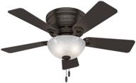 🏞️ hunter haskell indoor low profile ceiling fan: 42" premier bronze with led light & pull chain control логотип