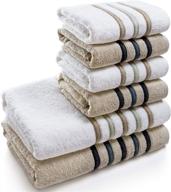 softerry finesse bath towel set: luxurious, plush, and highly absorbent – 100% soft cotton – hotel & spa quality – fade resistant – eco-friendly (beige & white, set of 6) logo