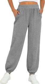 img 4 attached to 👖 Saloogoe Women's High Waisted Baggy Sweatpants: Stylish Fall Pants with Cinch Bottom Joggers and Pockets