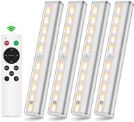 💡 convenient remote control under cabinet lights: battery operated, 20-led closet light, wireless stick-on counter lighting with touch night light for kitchen hallway stairs - dimmable & timing, 4 pack логотип