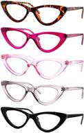 yogo vision reading glasses: 5 pk cateye eyeglasses for women with light spring hinge frame logo