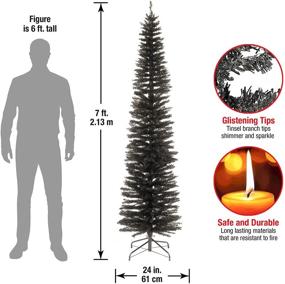 img 2 attached to 🎄 7ft Black Tinsel Artificial Christmas Tree by National Tree Company, Includes Stand