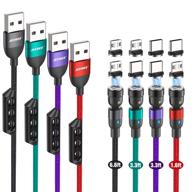 🔌 jeeree magnetic charging cable set - fast charge, data transfer, qc3.0 compatible - 4 pack 3a magnetic cables - 360° & 180° rotation - nylon braided charger cord for type c micro-usb devices logo