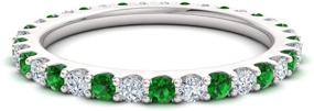 img 3 attached to 💍 Certified Natural Emerald and Diamond Wedding Band - 0.77 Carat Full Eternity Stackable Ring, 10K White Gold, Women's US Size 4 to 8