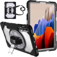 📱 supfives clear hard back three-layer protection case with s pen holder, rotating stand, handle, and shoulder strap - silicone cover for samsung galaxy tab s7 2020 tablet s7 11 inch t870/t875 logo