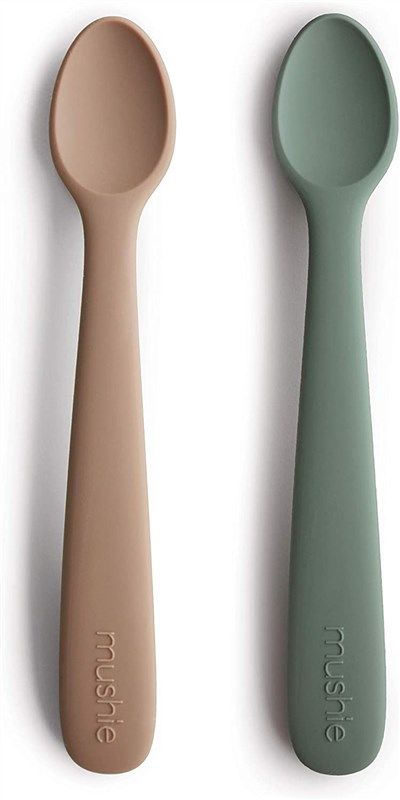 Mushie Silicone Feeding Spoons (Dried Thyme/Natural) 2-Pack