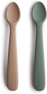 🥄 mushie silicone baby feeding spoons, 2-pack - dried thyme/natural for easy and safe feeding logo