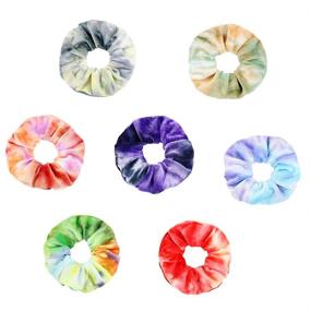 img 2 attached to 12pcs Wooyaya Korean Velvet Tie-Dye Scrunchies - Hair Ties & Ponytail Holders for Girls and Women, Stylish Hair Accessories