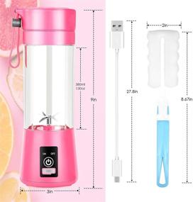 img 3 attached to 🍓 USB Rechargeable Portable Blender, Personal Fruit Juice Mixer – Mini Size Smoothie Blender for Shakes and Smoothies, Mini Juicer Cup for Travel – 380ML (Pink)