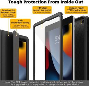 img 2 attached to 📱 MoKo Case for iPad 9th Gen 2021/8th Gen 2020/7th Gen 2019, iPad 10.2 Case with Screen Protector & Pencil Holder - Full-Body Shockproof Cover, Auto Sleep/Wake, Black
