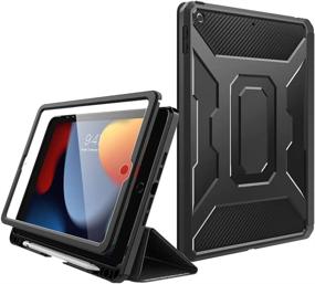 img 4 attached to 📱 MoKo Case for iPad 9th Gen 2021/8th Gen 2020/7th Gen 2019, iPad 10.2 Case with Screen Protector & Pencil Holder - Full-Body Shockproof Cover, Auto Sleep/Wake, Black