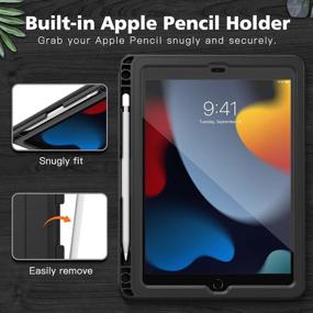 img 1 attached to 📱 MoKo Case for iPad 9th Gen 2021/8th Gen 2020/7th Gen 2019, iPad 10.2 Case with Screen Protector & Pencil Holder - Full-Body Shockproof Cover, Auto Sleep/Wake, Black