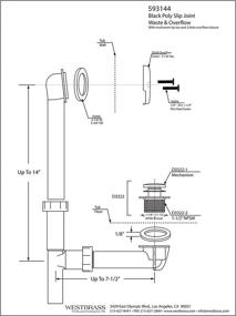 img 3 attached to Matte Black Westbrass 1-1/2" Tubular Tip Toe Bath Waste Drain Kit - Model 593144-62