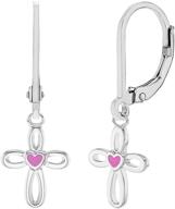 girls' jewelry: delicate sterling silver heart dangle earrings logo