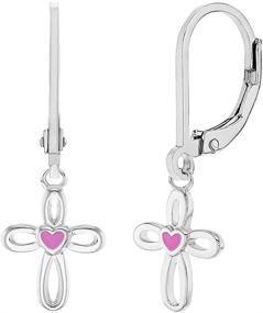 img 4 attached to Girls' Jewelry: Delicate Sterling Silver Heart Dangle Earrings