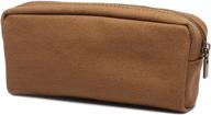 karitco coffee brown canvas pencil case: premium quality with brass zipper (7.3 x 3 inch) logo