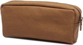 img 4 attached to Karitco Coffee Brown Canvas Pencil Case: Premium Quality with Brass Zipper (7.3 x 3 Inch)