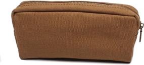 img 3 attached to Karitco Coffee Brown Canvas Pencil Case: Premium Quality with Brass Zipper (7.3 x 3 Inch)