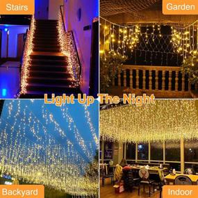 img 2 attached to Vinwark 29.5ft 360 LEDs Icicle Christmas Lights - Outdoor House Decor for Holiday Wedding Party, 8 Lighting Modes, Warm White Curtain Fairy Light with 60 Drops