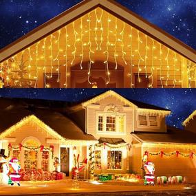 img 4 attached to Vinwark 29.5ft 360 LEDs Icicle Christmas Lights - Outdoor House Decor for Holiday Wedding Party, 8 Lighting Modes, Warm White Curtain Fairy Light with 60 Drops