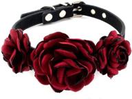 valentine's flower dog cat collar: stylish suede wedding collar for small pets - chihuahuas, yorkies & kittens - cute adjustable buckle and handmade design logo