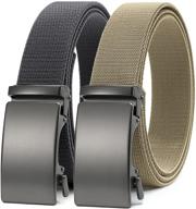 chaoren elastic stretch golf belt: 2 pack nylon ratchet belt for men, casual and adjustable - trim to fit logo