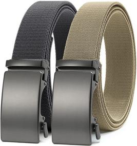 img 4 attached to CHAOREN Elastic Stretch Golf Belt: 2 Pack Nylon Ratchet Belt for Men, Casual and Adjustable - Trim to Fit