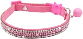 img 4 attached to 💎 Make Your Cat's Style Shine with THAIN Basic Adjustable Cat Collar - Bling Diamond Breakaway with Bell for Kitten Boy or Girl