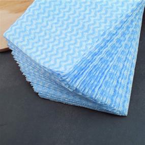 img 3 attached to 🧼 KMAKII 80 Pack Disposable Dish Cloths: Heavy Duty, Reusable Cleaning Wipes for Kitchen - Blue, 11.8 x 20 inches