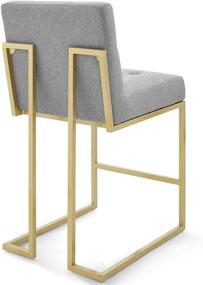 img 1 attached to ✨ Stylish and Modern Modway EEI-3852 Privy Stainless Steel Upholstered Fabric Counter Stool in Gold Light Gray