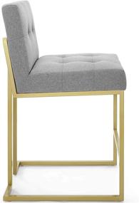 img 2 attached to ✨ Stylish and Modern Modway EEI-3852 Privy Stainless Steel Upholstered Fabric Counter Stool in Gold Light Gray